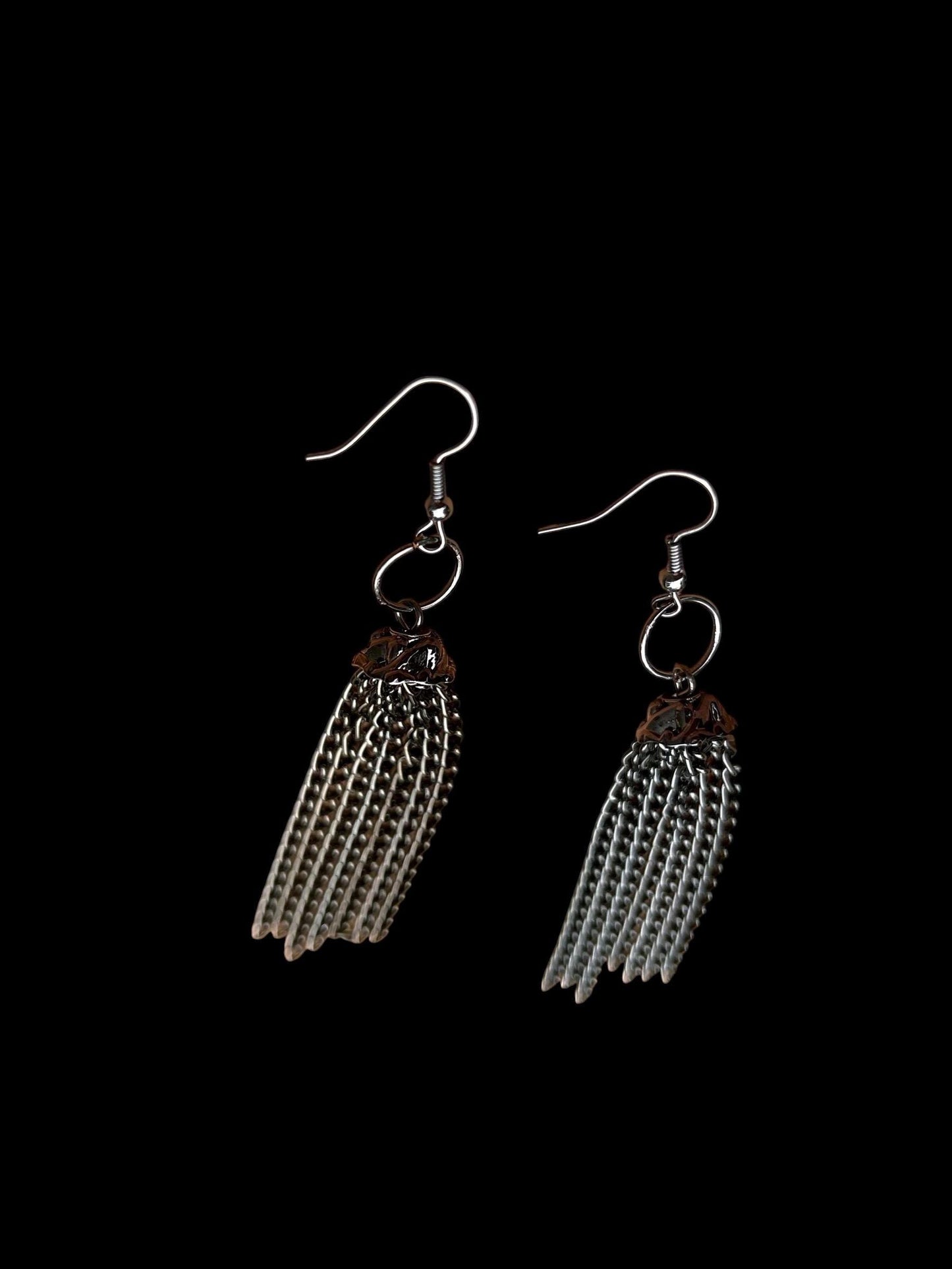 Gunmetal Chain Drop Earrings | Edgy Layered Chain Earrings | Dark Silver Dangle Earrings | Alternative Jewelry | Statement Earrings