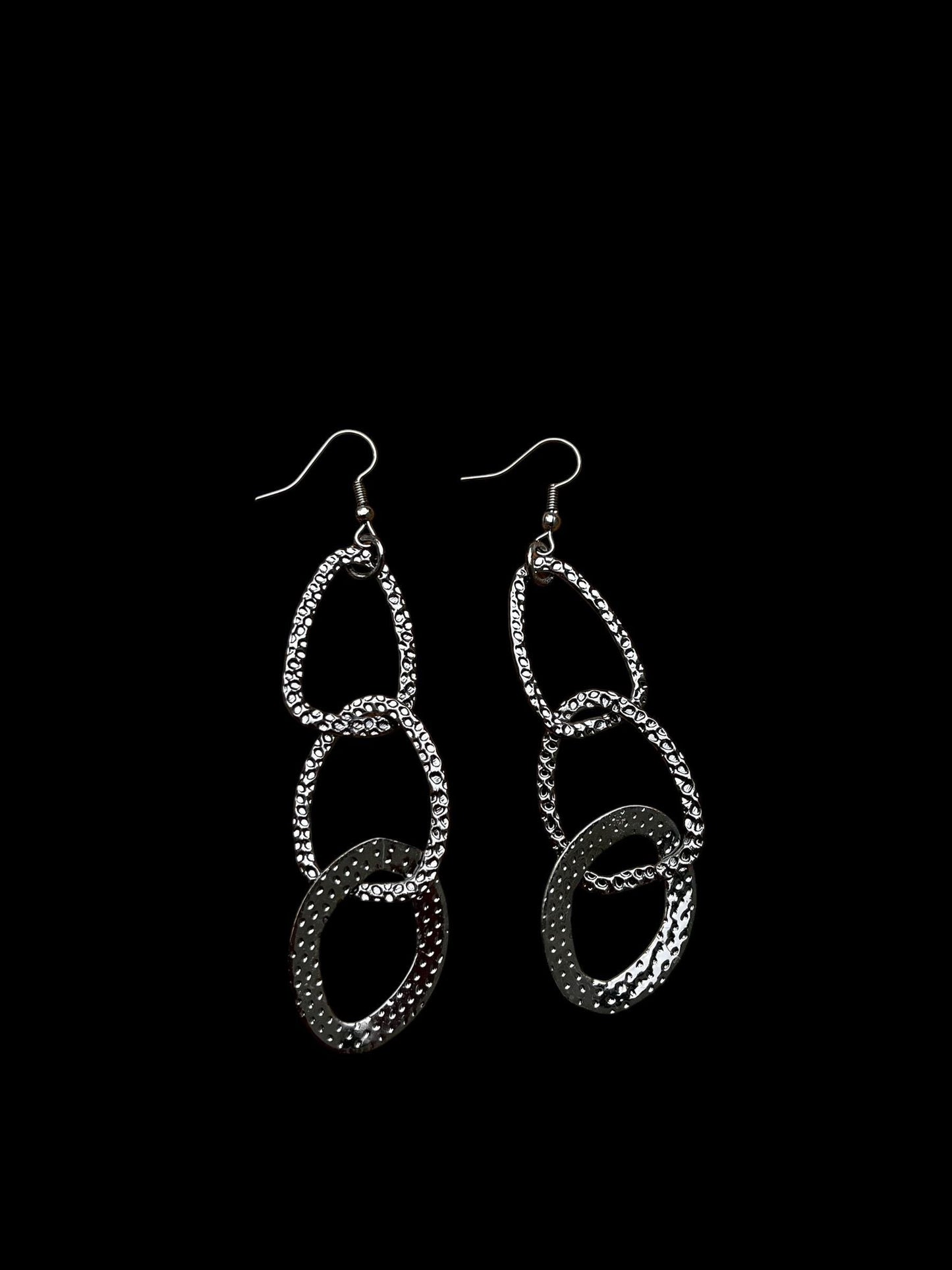 Long Silver Statement Earrings | Geometric Hammered Dangle Earrings | Modern Sculptural Jewelry | Artistic Lightweight Earrings
