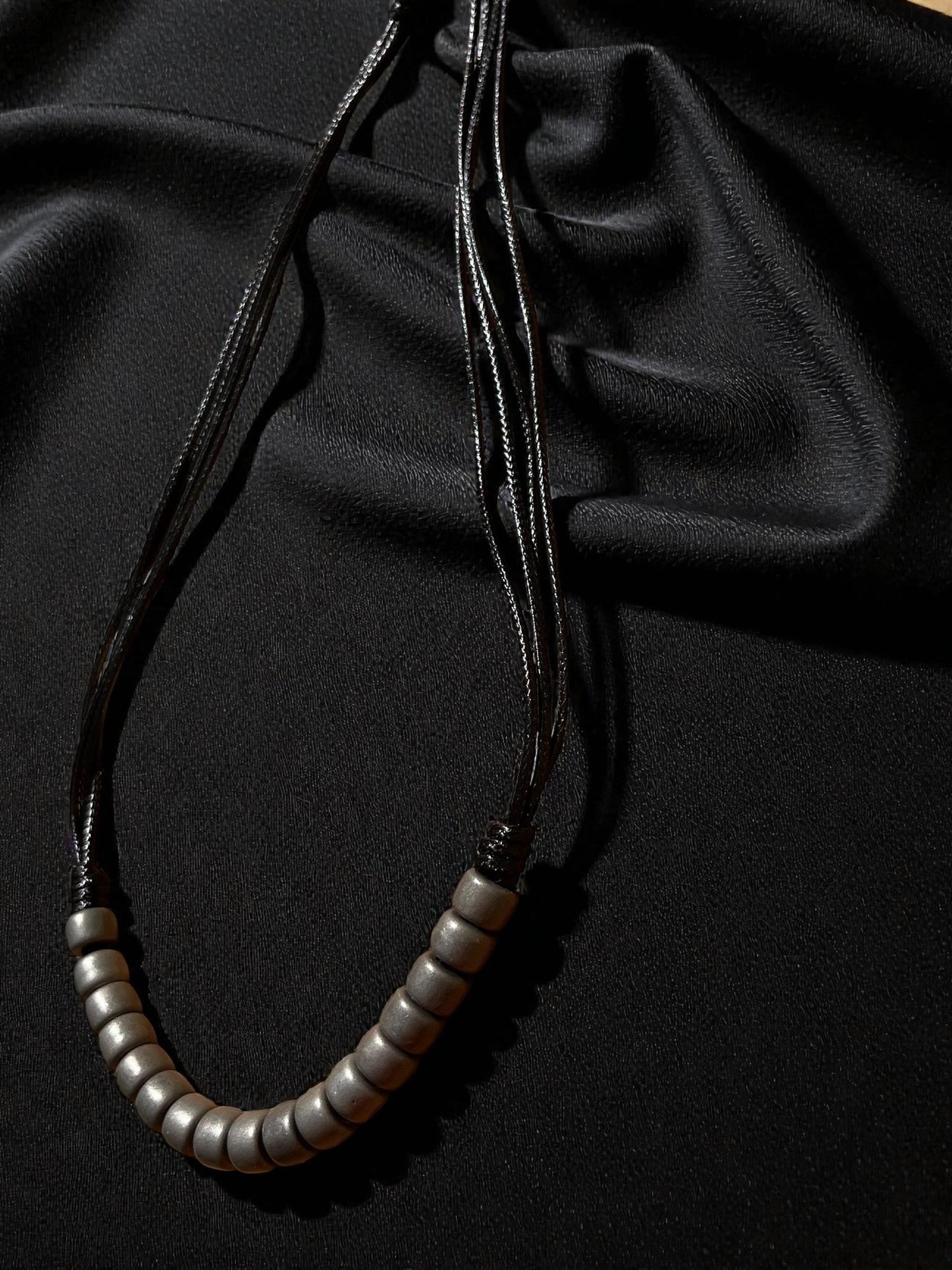 Men’s Black Multi Cord Necklace | Boho Beaded Necklace for Men | Minimalist Surfer Necklace | Rustic Leather Cord Jewelry