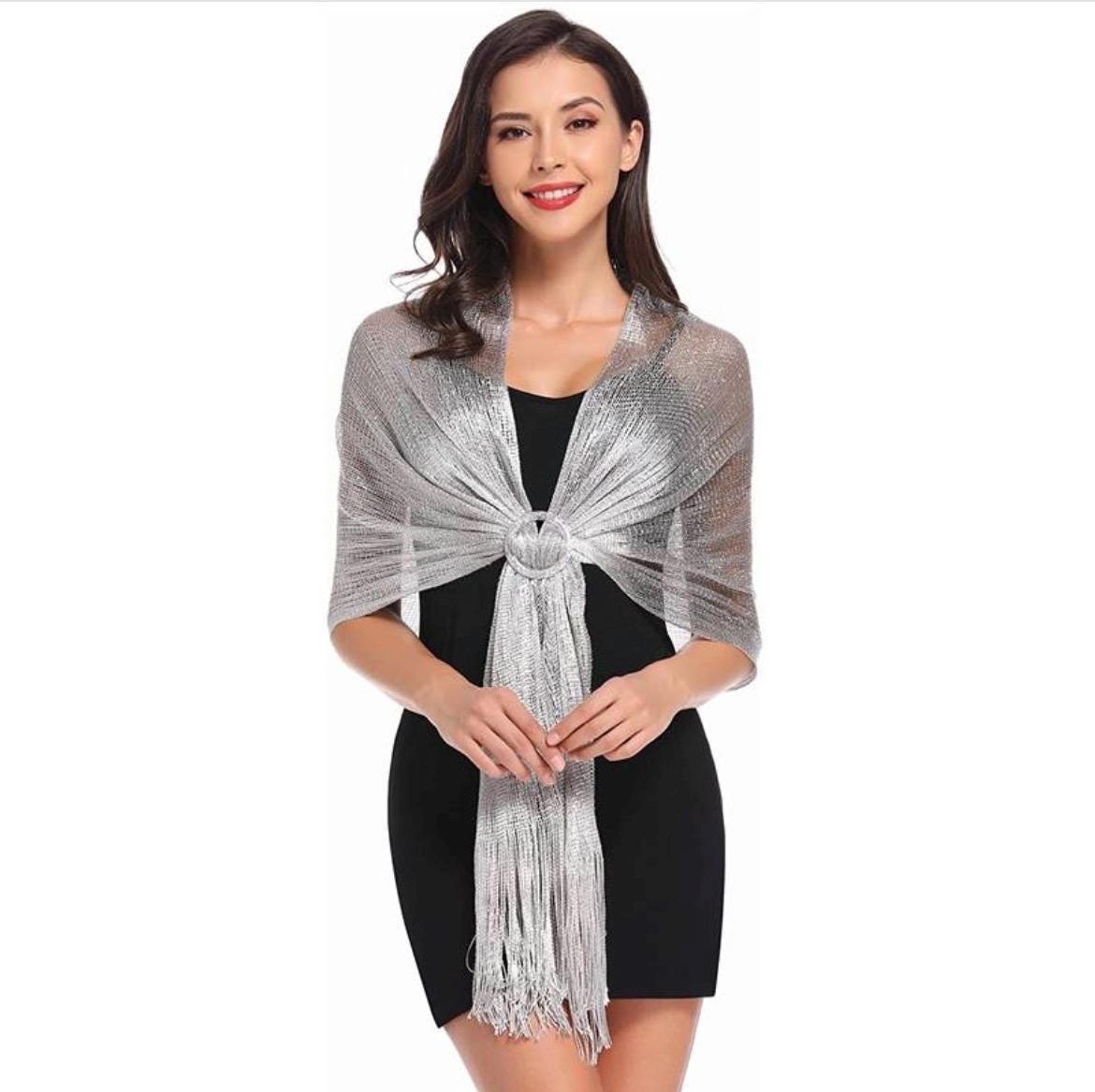 Lightweight Metallic Fishnet Scarf/Shawl