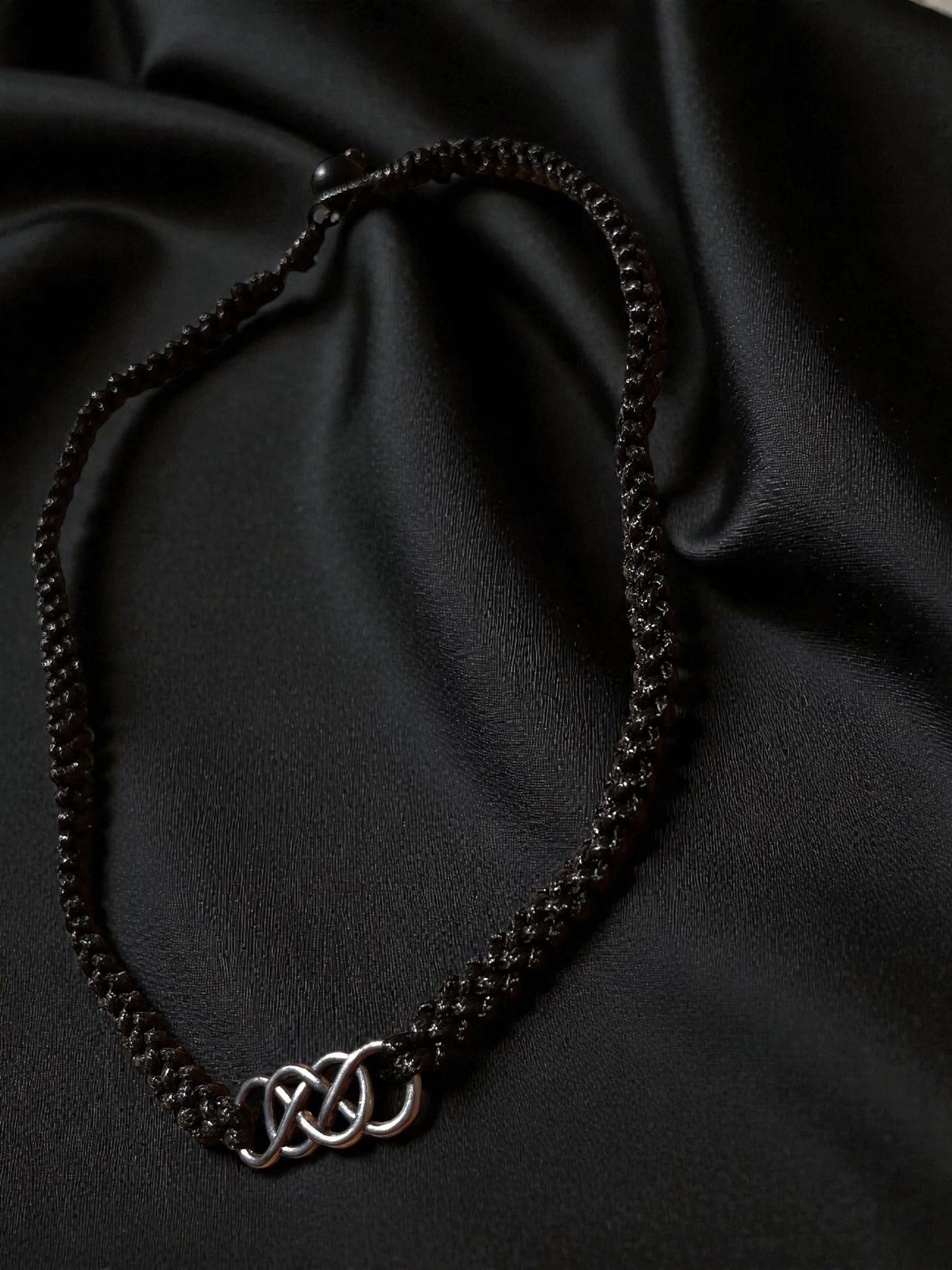 Celtic Knot Necklace for Men | Black Braided Cord Necklace | Minimalist Men’s Jewelry | Celtic Symbol Jewelry | Gift for Him