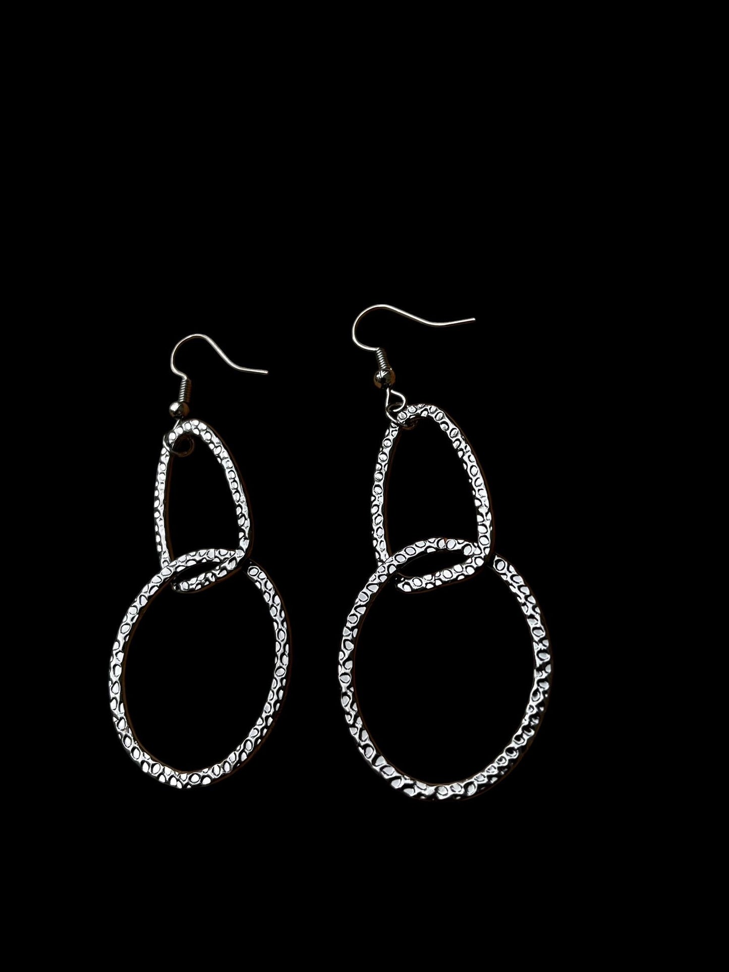 Modern Geometric Hoop Earrings | Silver Statement Dangles | Textured Mixed Shape Earrings | Lightweight Boutique Jewelry