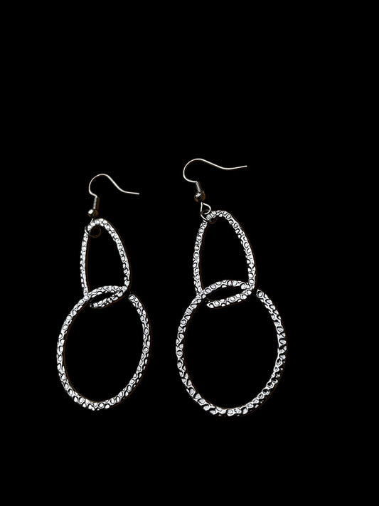 Modern Geometric Hoop Earrings | Silver Statement Dangles | Textured Mixed Shape Earrings | Lightweight Boutique Jewelry
