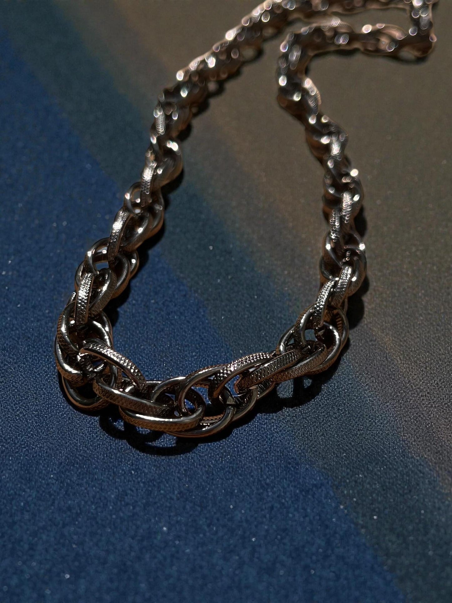 Gunmetal Statement Chain Necklace | Chunky Textured Link Necklace | Modern Minimalist Jewelry | Dark Silver Chain | Everyday Luxe Necklace