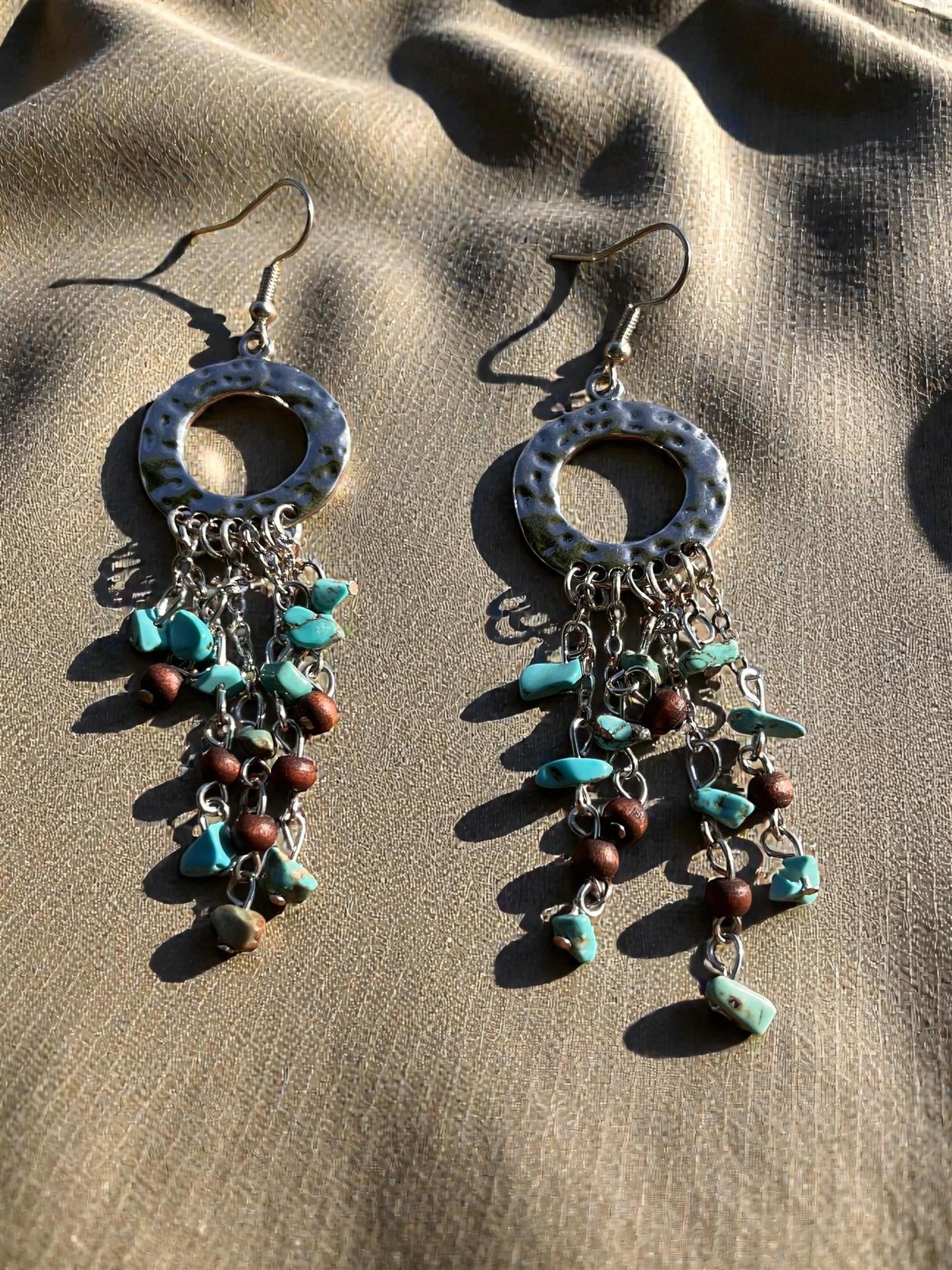 Boho Fringe Earrings | Hammered Silver Hoop Dangles | Long Southwestern Statement Earrings | Lightweight Festival Jewelry