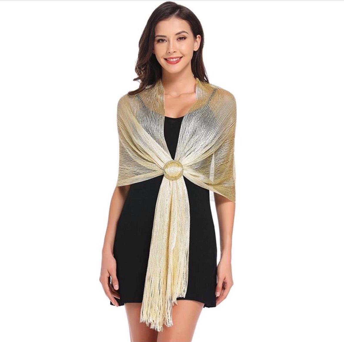 Lightweight Metallic Fishnet Scarf/Shawl