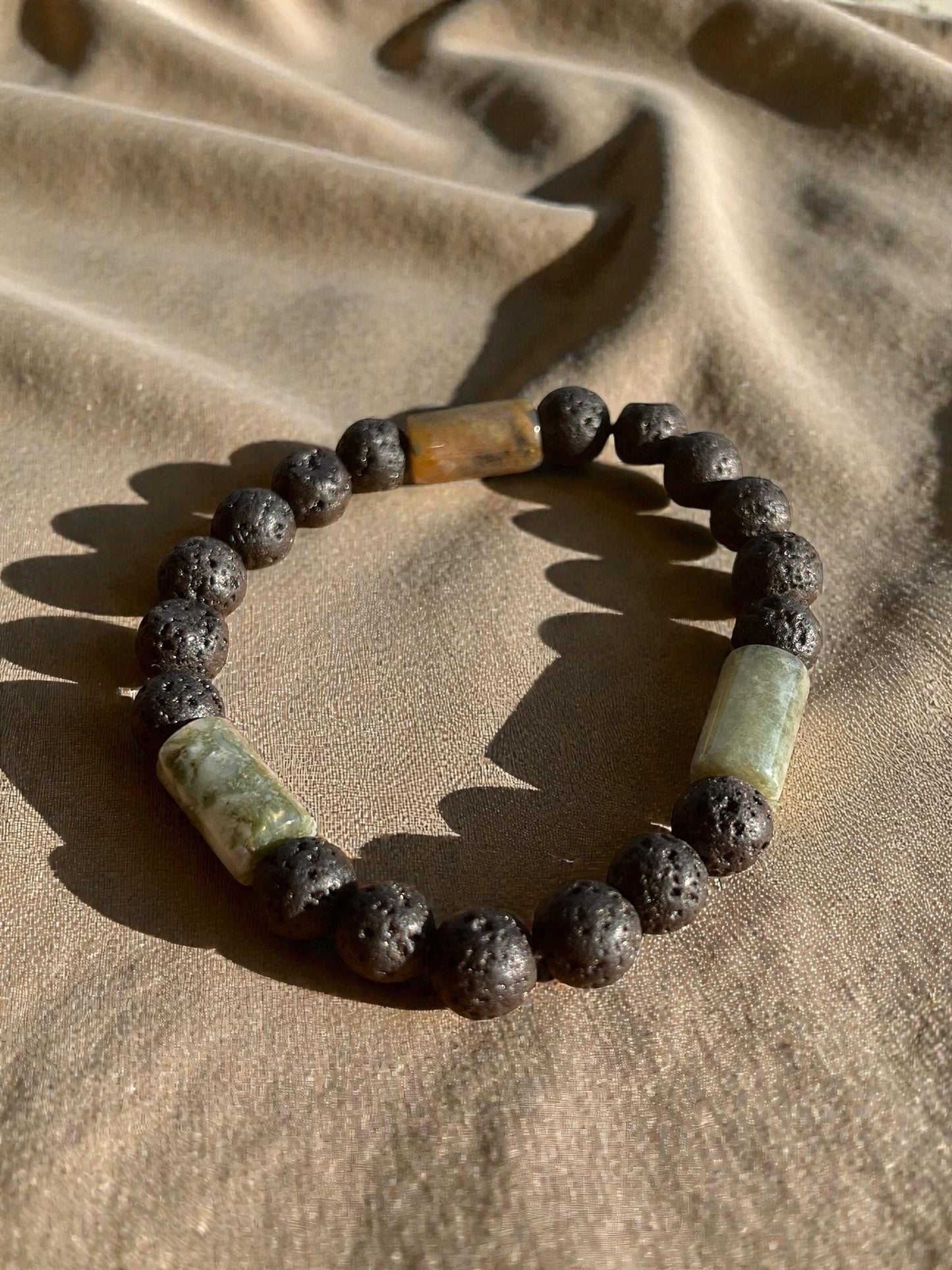 Lava Stone Beaded Bracelet | Natural Stone Bracelet | Men’s Bracelet | Stretch Bracelet | Unisex Jewelry
