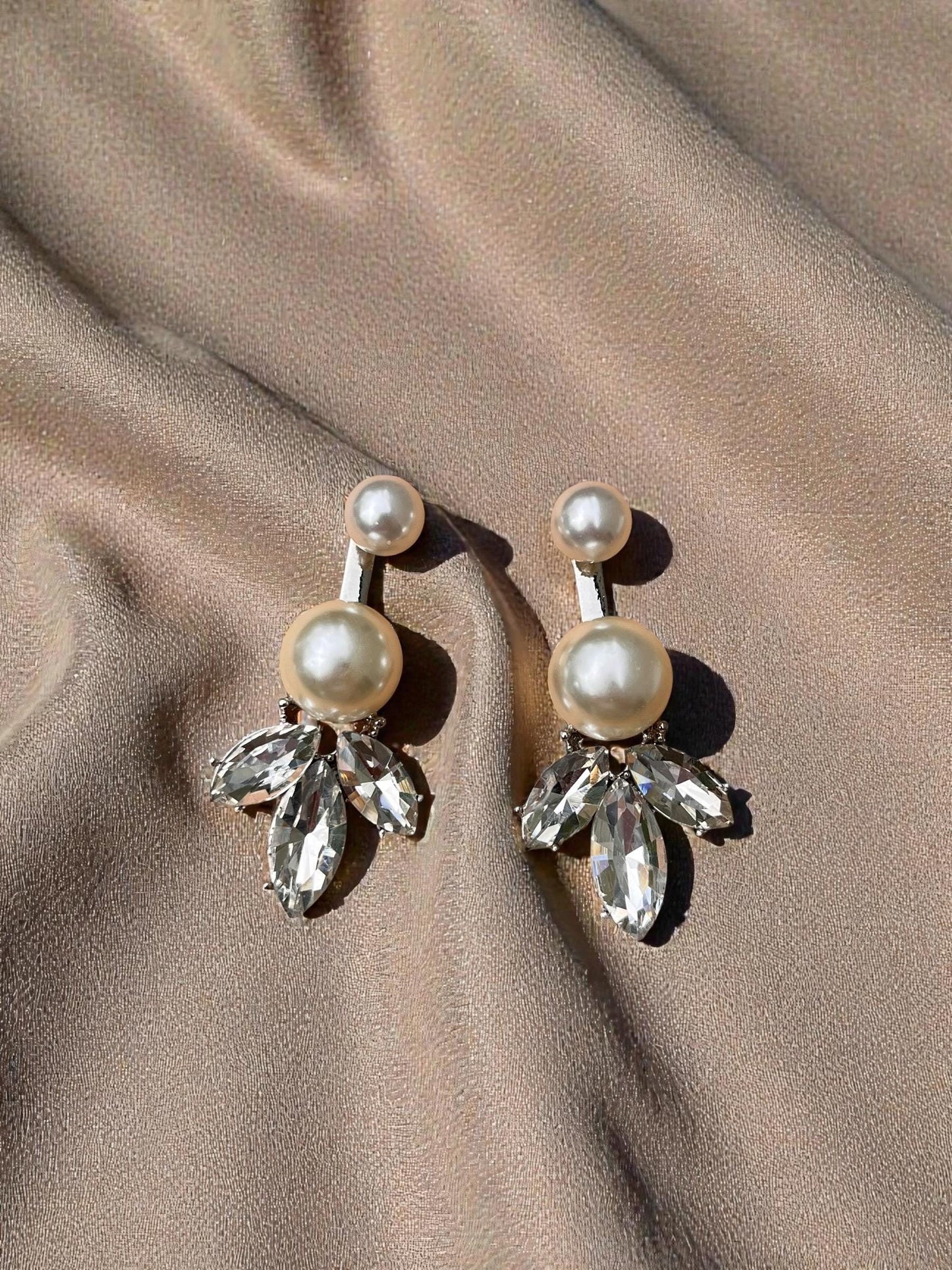 Crystal Pearl Drop Earrings | Elegant Wedding Statement Jewelry