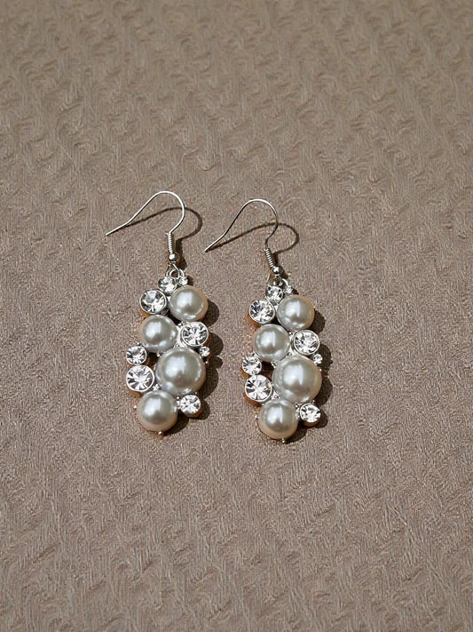 Crystal Pearl Statement Earrings | Elegant Bridal Wedding Jewelry