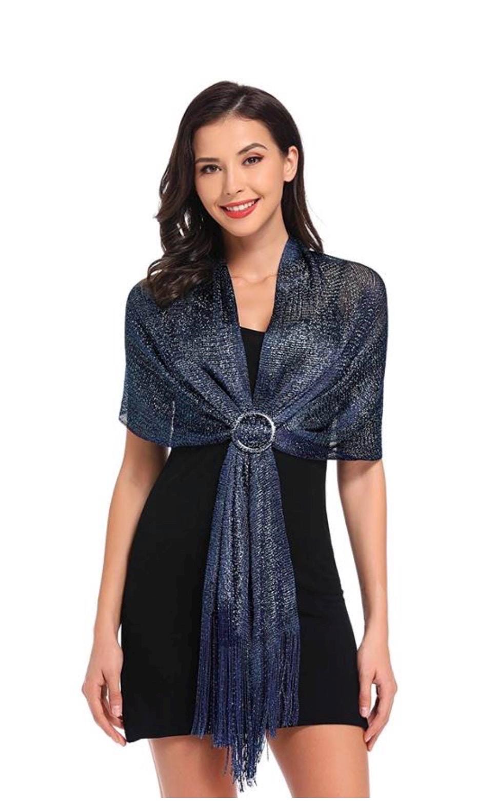Lightweight Metallic Fishnet Scarf/Shawl