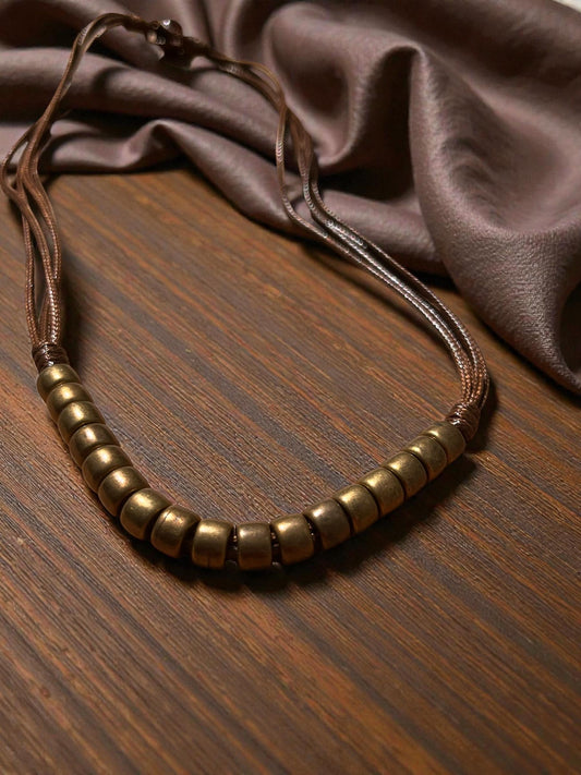 Men’s Brown Multi Cord Necklace | Boho Beaded Necklace for Men | Minimalist Surfer Necklace | Rustic Leather Cord Jewelry