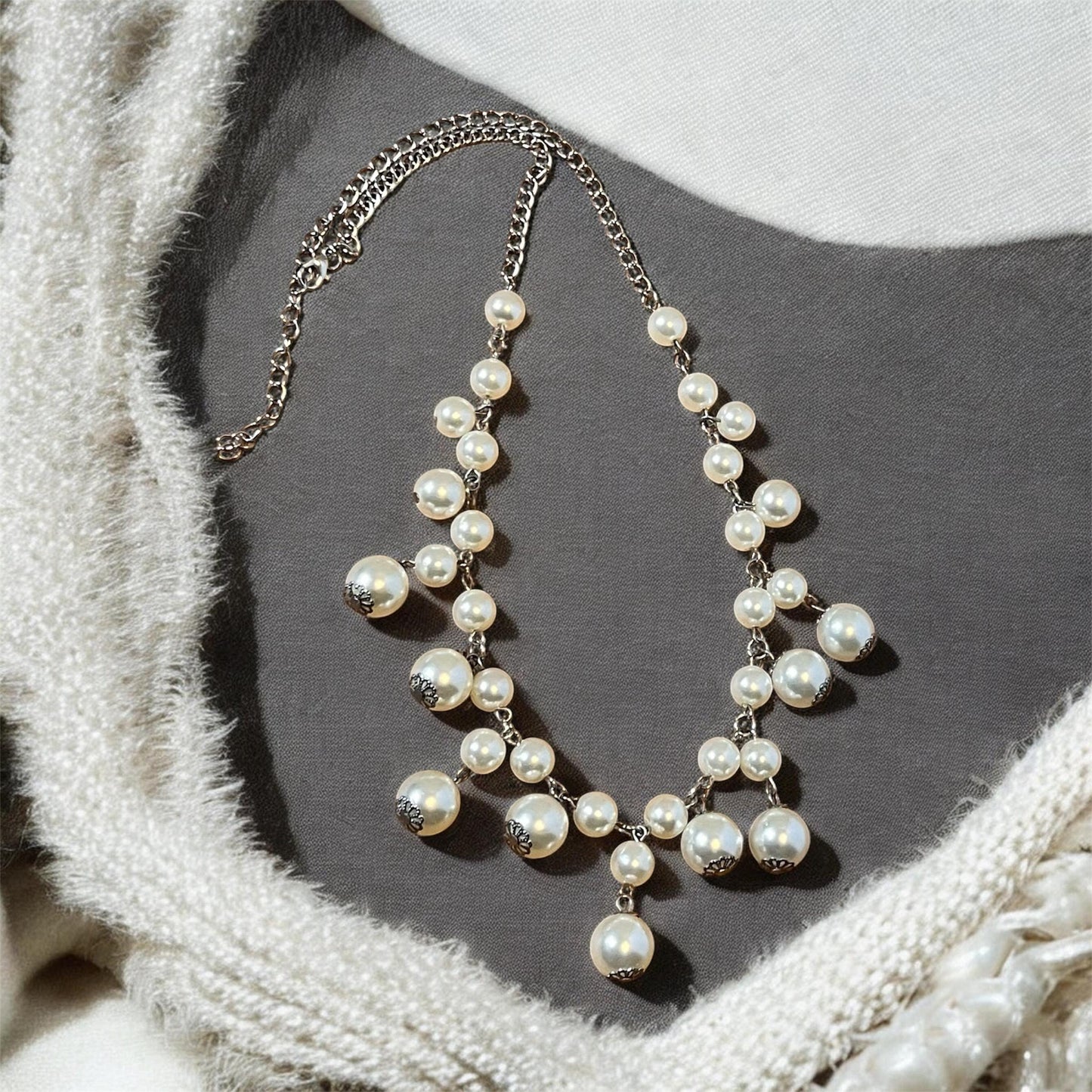 Crystal Pearl Statement Necklace | Bridal Wedding Jewelry, Classic Beaded Elegance