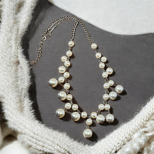 Crystal Pearl Statement Necklace | Bridal Wedding Jewelry, Classic Beaded Elegance