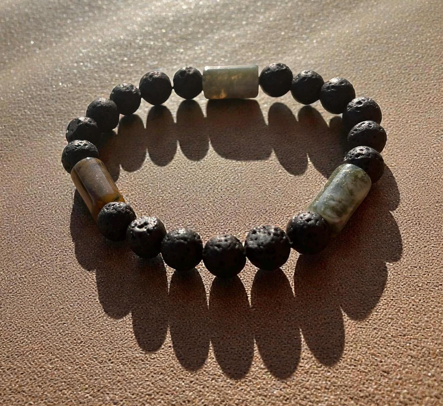 Lava Stone Beaded Bracelet | Natural Stone Bracelet | Men’s Bracelet | Stretch Bracelet | Unisex Jewelry
