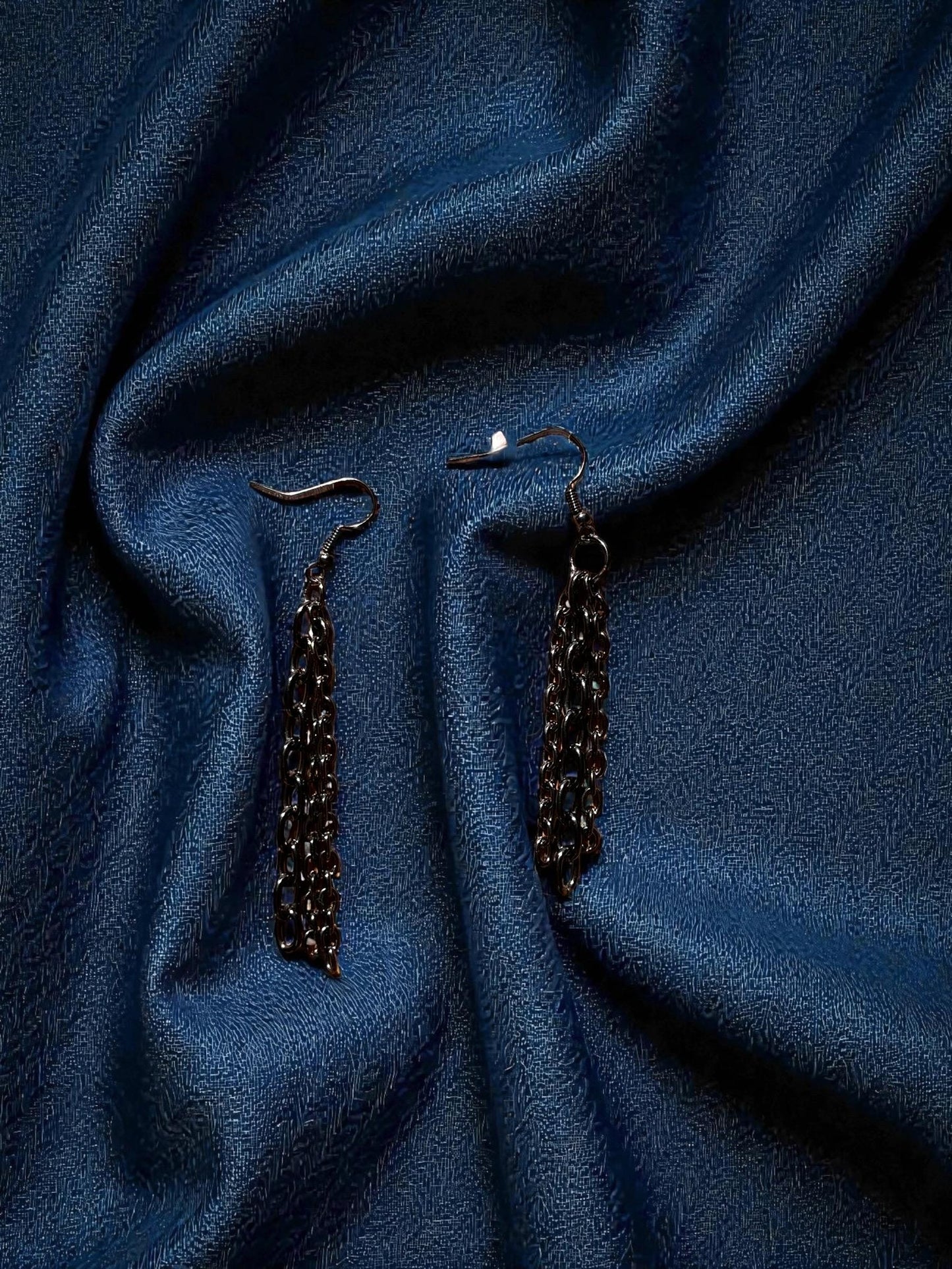 Gunmetal Chain Drop Earrings | Edgy Layered Chain Earrings | Dark Silver Dangle Earrings | Alternative Jewelry | Statement Earrings
