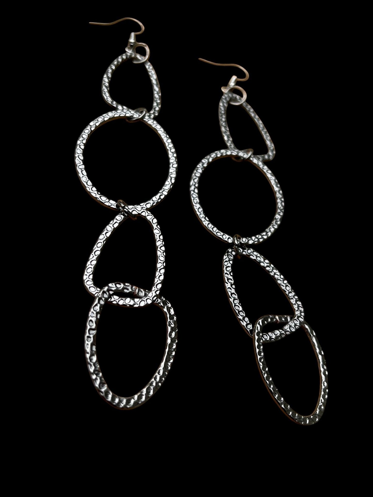 Runway Statement Earrings | Oversized Geometric Drop Earrings | Contemporary Silver Dangles | Dramatic 5 Inch Earrings |Artistic Boutique