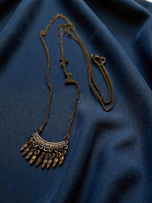 Boho Statement Necklace | Antique Gold Tribal Necklace | Festival Jewelry | Vintage Inspired Pendant Necklace | Bohemian Layering Jewelry