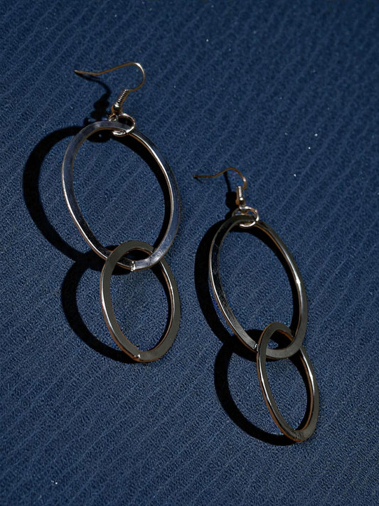Modern Geometric Drop Earrings | Mixed Metal Oval Earrings | Minimalist Statement Earrings | Contemporary Dangle Earrings | Abstract Jewelry