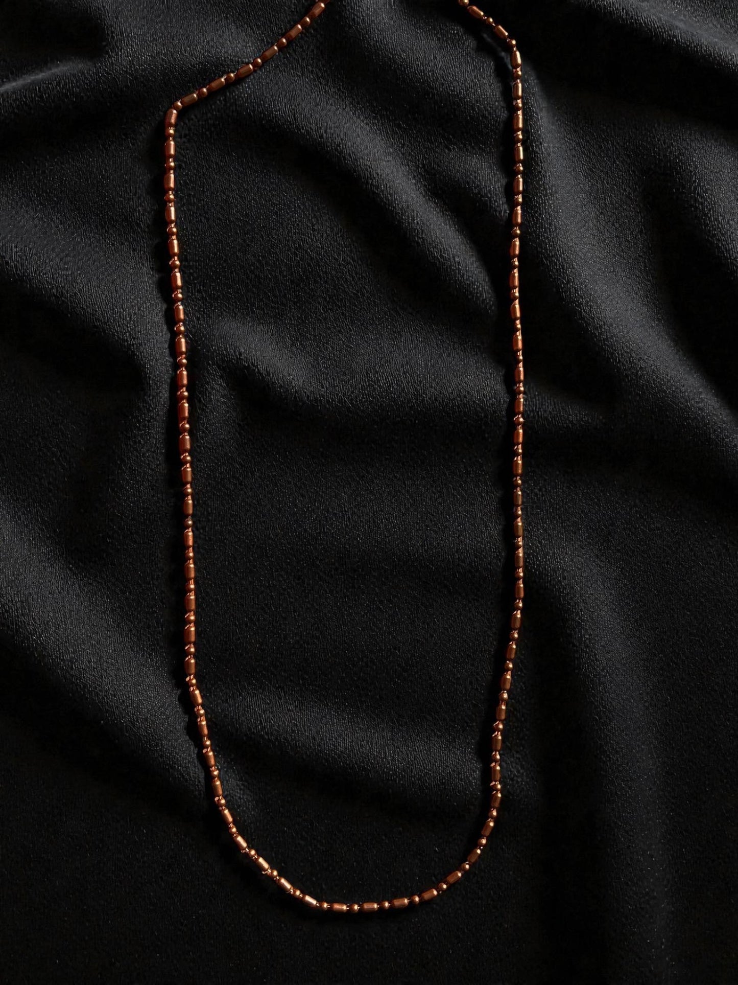 Minimalist Copper Beaded Necklace – Chain, Unisex Everyday Jewelry