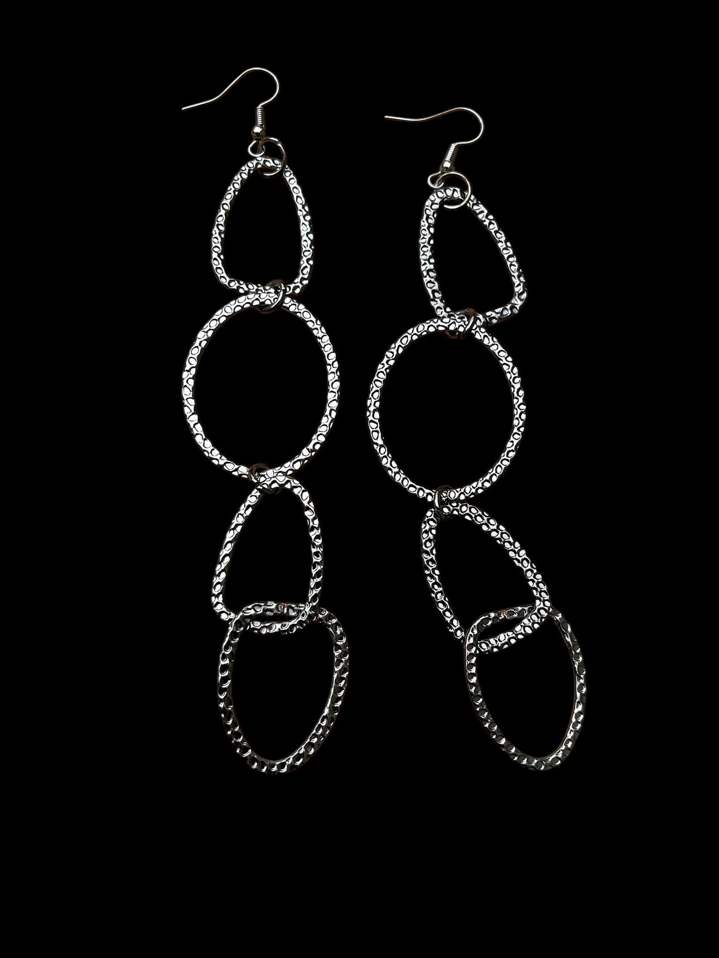 Runway Statement Earrings | Oversized Geometric Drop Earrings | Contemporary Silver Dangles | Dramatic 5 Inch Earrings |Artistic Boutique