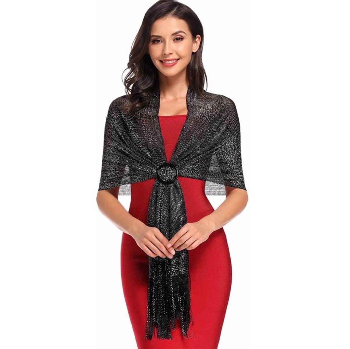 Lightweight Metallic Fishnet Scarf/Shawl