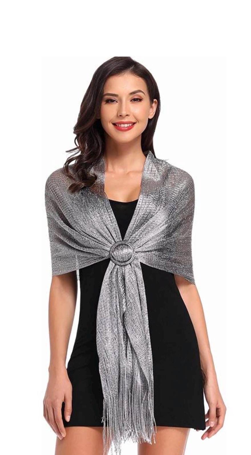 Lightweight Metallic Fishnet Scarf/Shawl