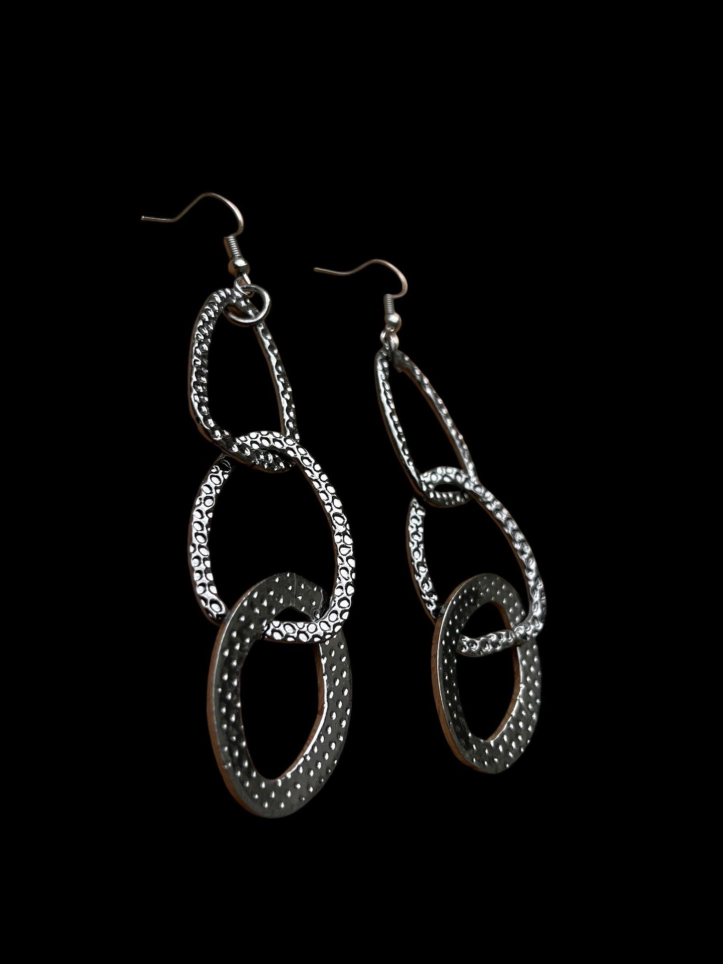 Long Silver Statement Earrings | Geometric Hammered Dangle Earrings | Modern Sculptural Jewelry | Artistic Lightweight Earrings
