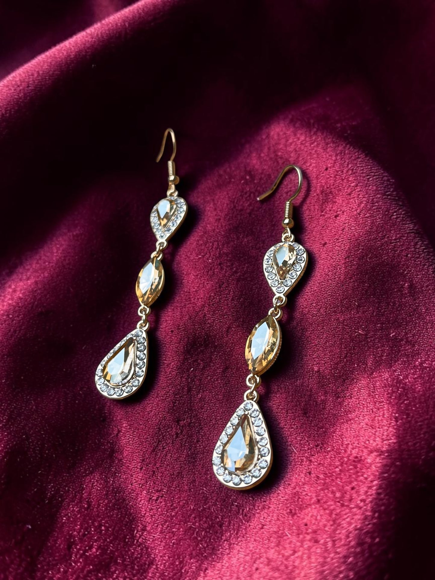 Champagne Crystal Teardrop Earrings
