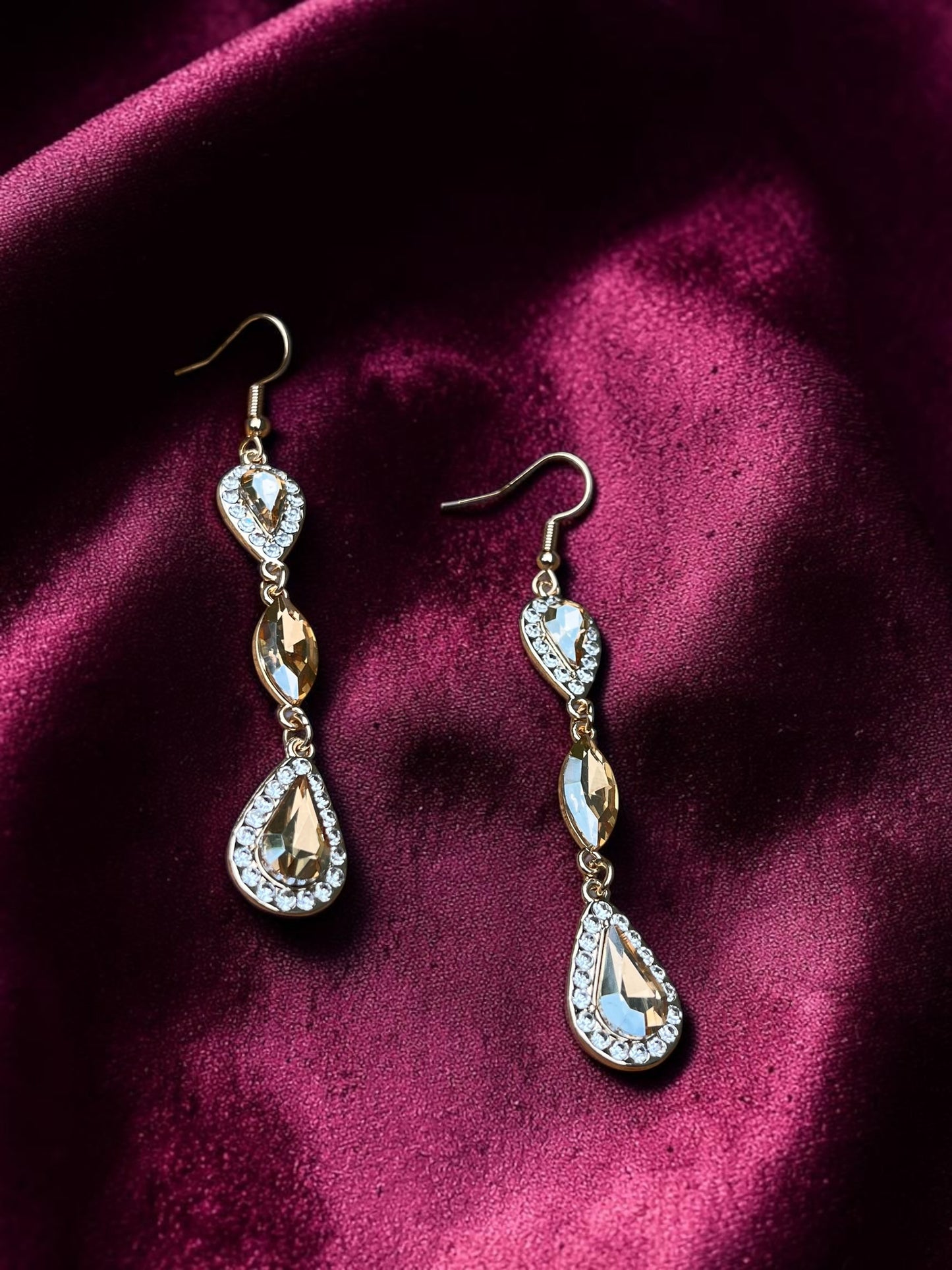 Champagne Crystal Teardrop Earrings