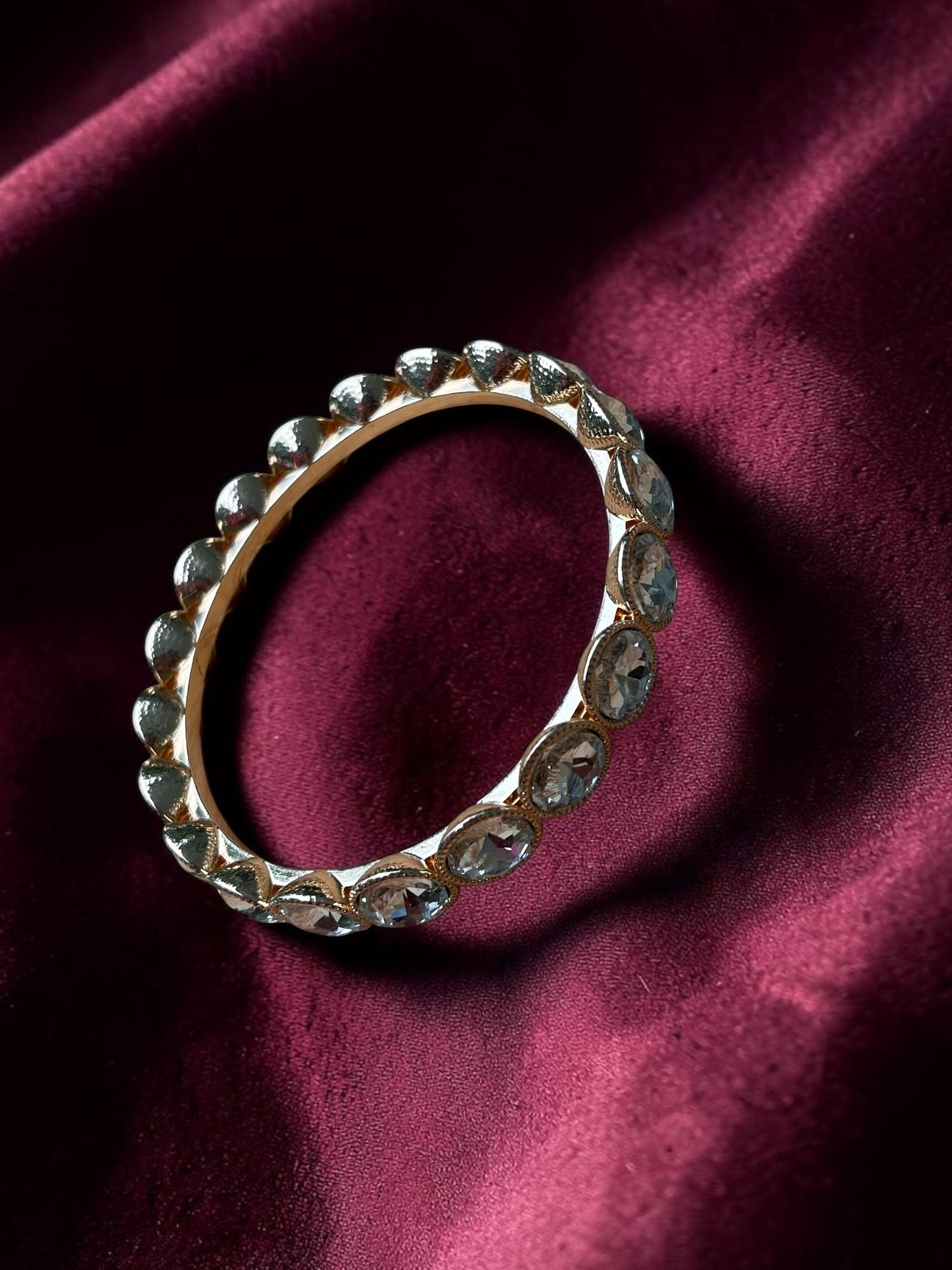 Radiance Crystal Bangle Bracelet | Gold Tone Statement Bracelet