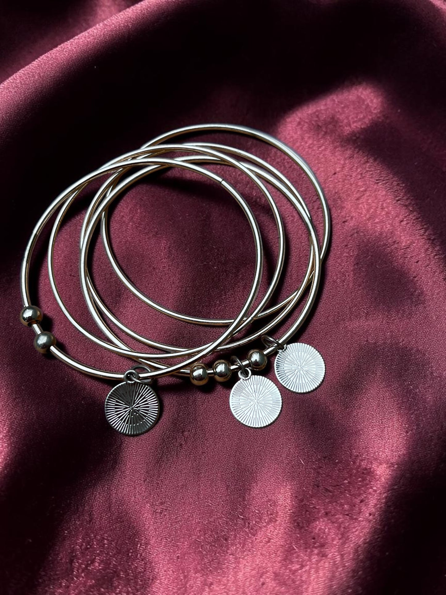 Celestial Charm Gold Bangle Bracelet Set