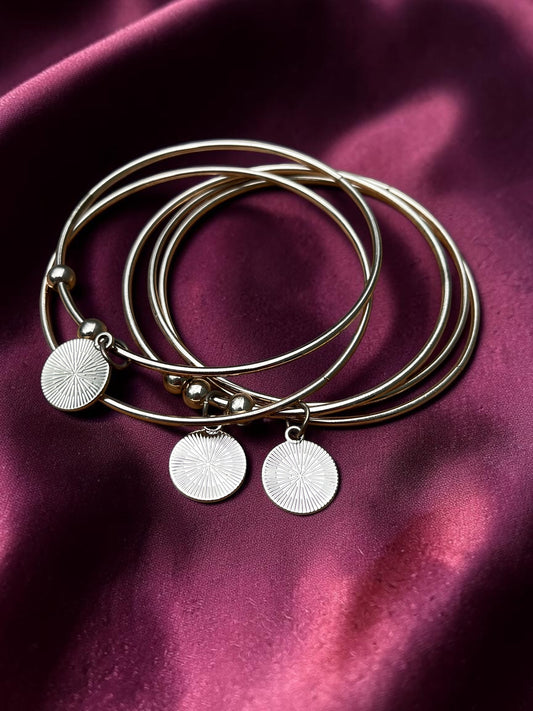 Celestial Charm Gold Bangle Bracelet Set