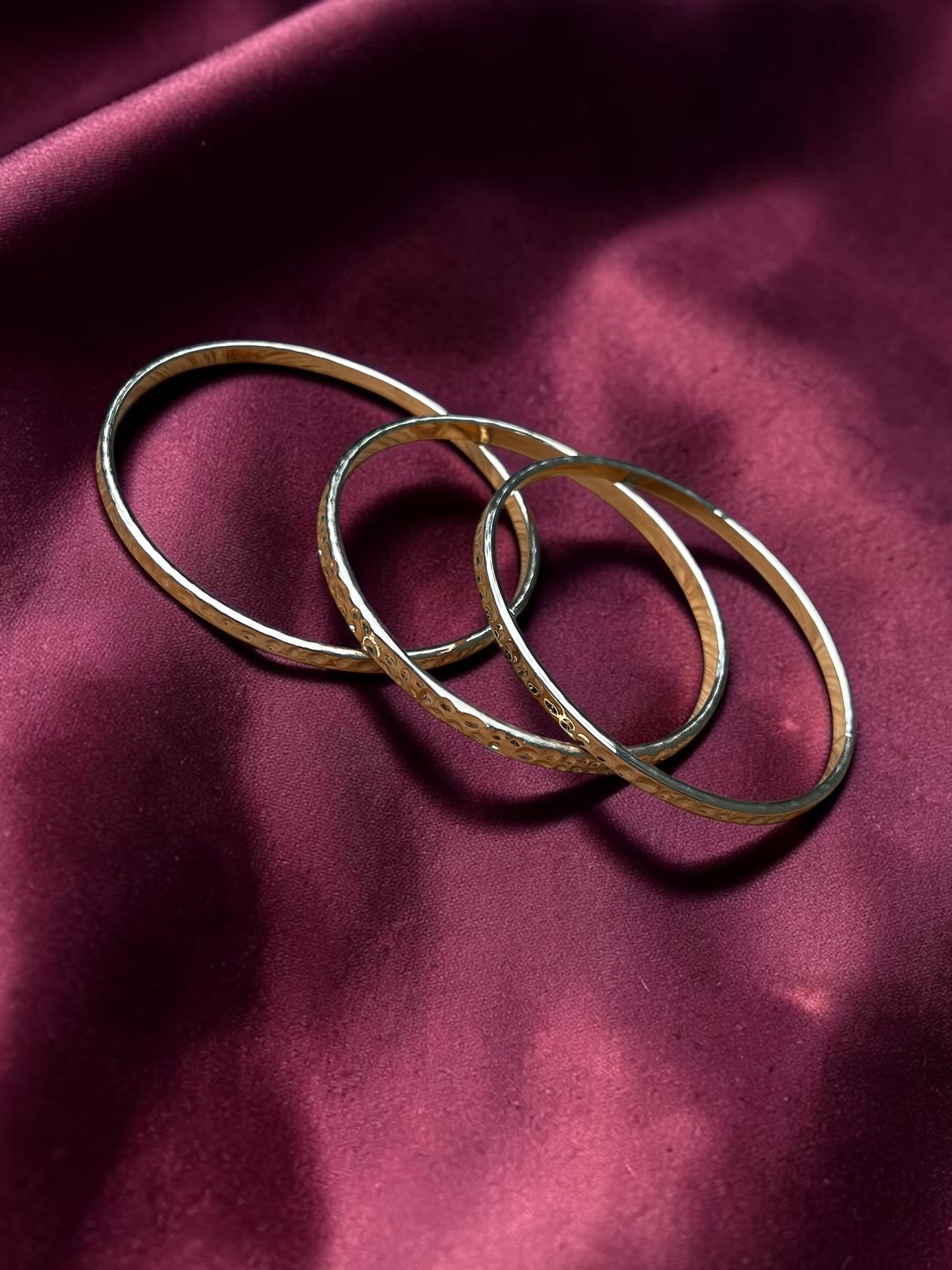 Hammered Gold Bangle Bracelet Set