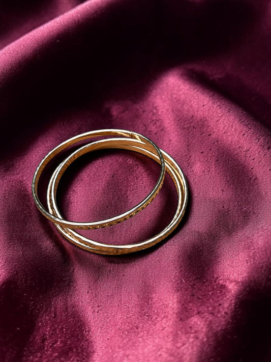 Hammered Gold Bangle Bracelet Set