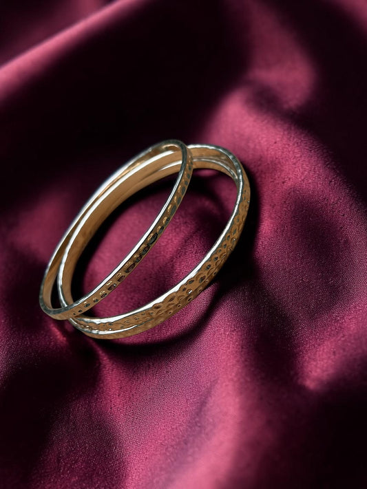 Hammered Gold Bangle Bracelet Set