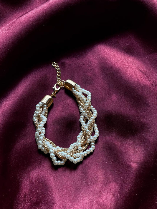 Pearl Gold Braided Bracelet