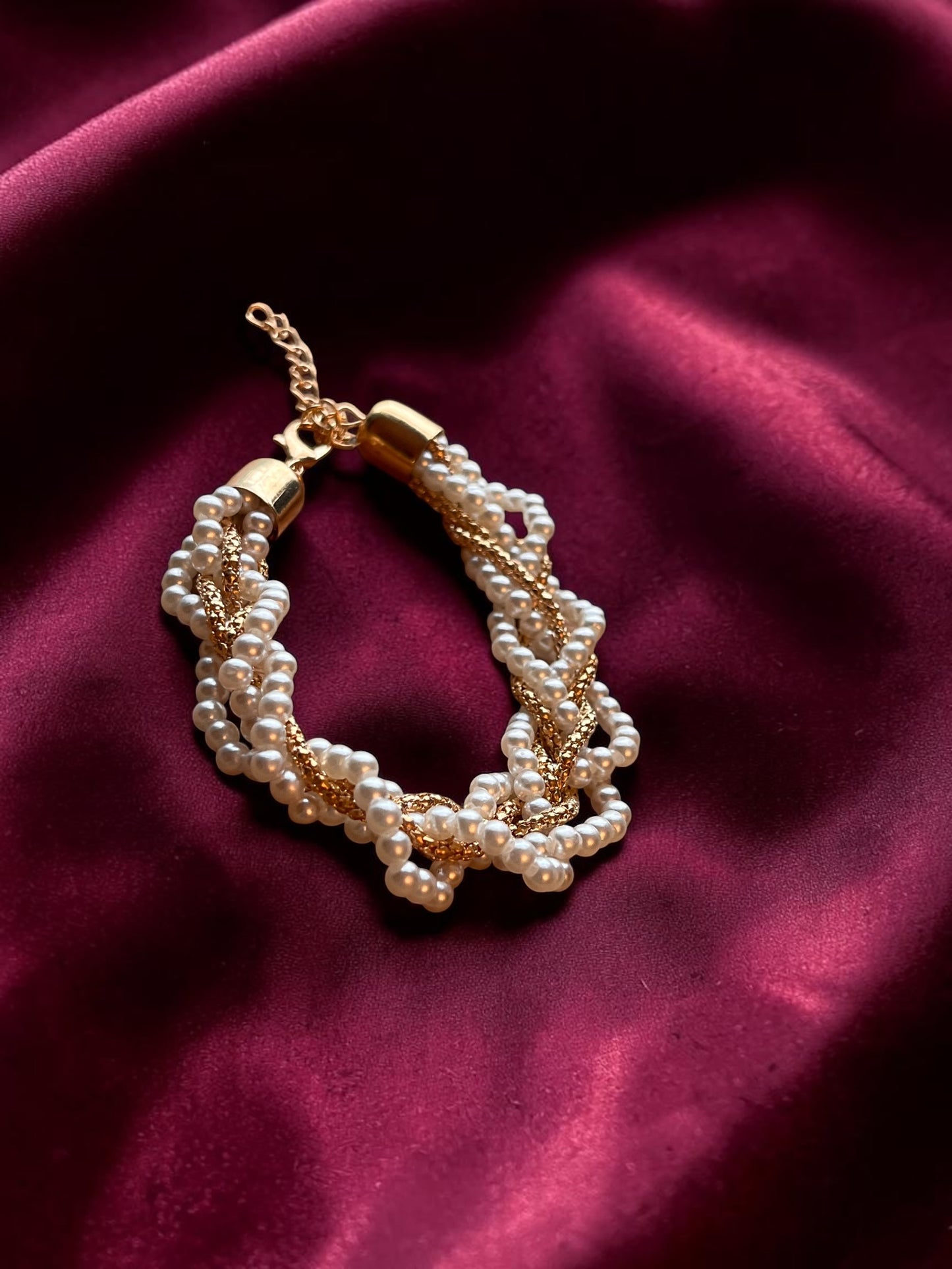 Pearl Gold Braided Bracelet