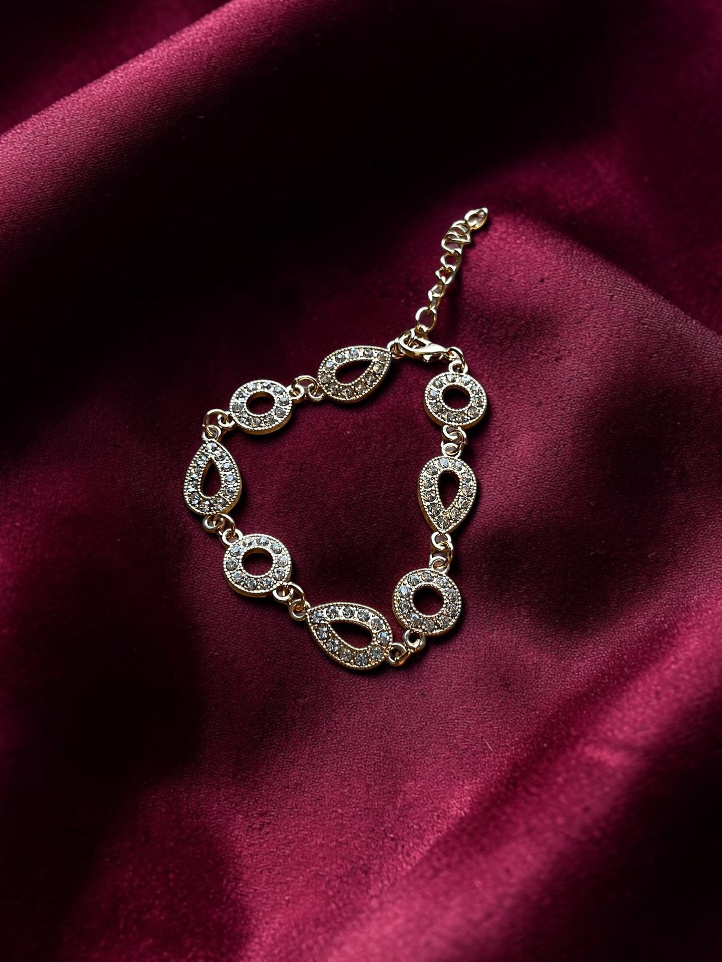 Champagne Crystal Bracelet | Gold Tone Rhinestone Bracelet | Bridal Jewelry | Elegant Statement Bracelet