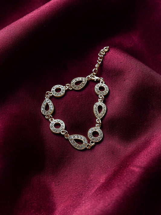 Champagne Crystal Bracelet | Gold Tone Rhinestone Bracelet | Bridal Jewelry | Elegant Statement Bracelet