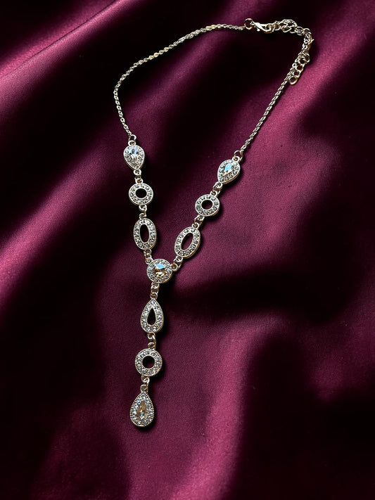 Champagne Crystal Necklace | Gold Tone Rhinestone Bracelet | Bridal Jewelry | Elegant Statement Necklace