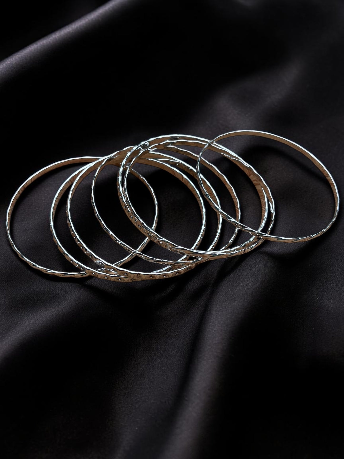 Cluster Silver Stack Bangle Bracelet Set