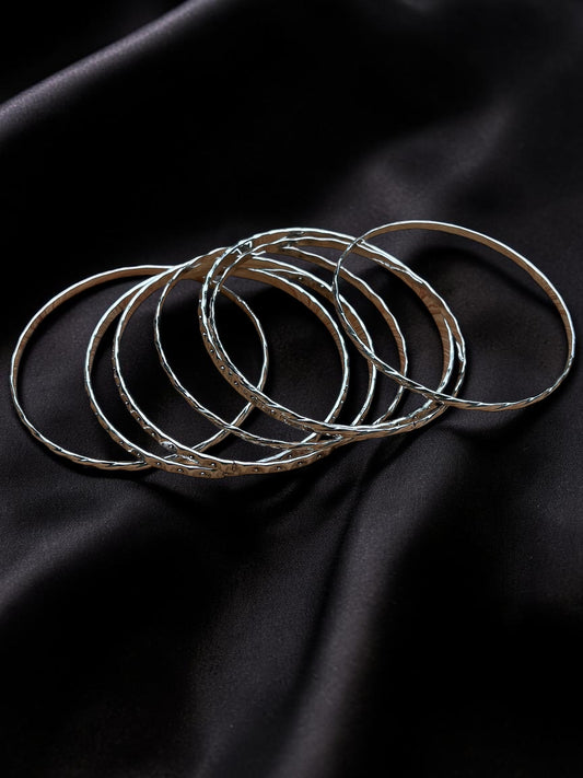 Cluster Silver Stack Bangle Bracelet Set