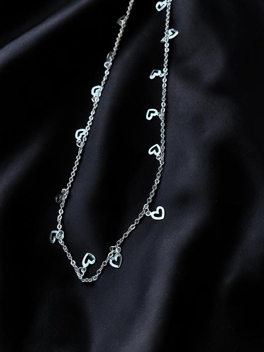 Silver Heart Choker Necklace