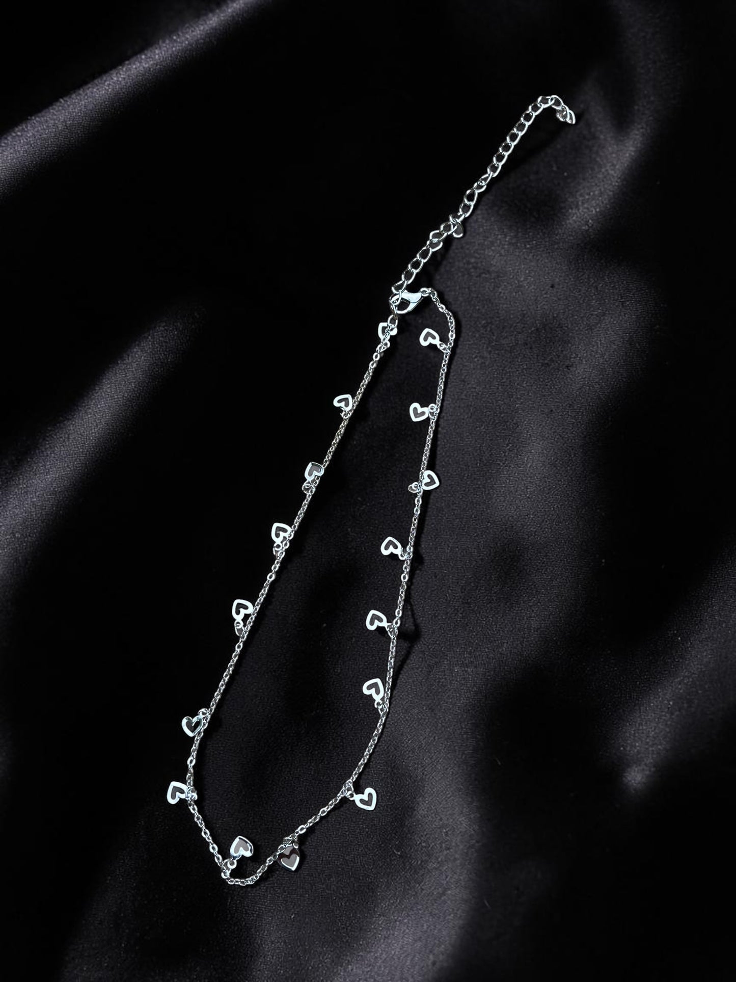 Silver Heart Choker Necklace