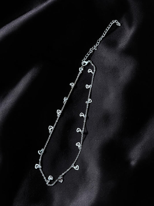 Silver Heart Choker Necklace