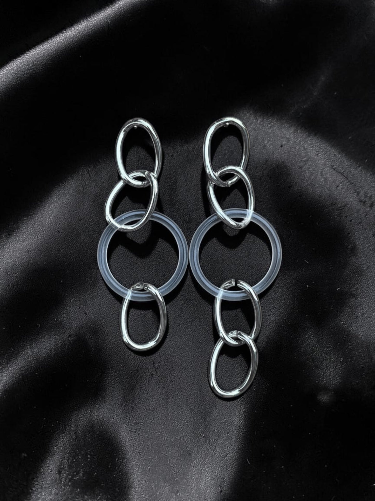 Art Deco Geometric Hoop Post Earrings
