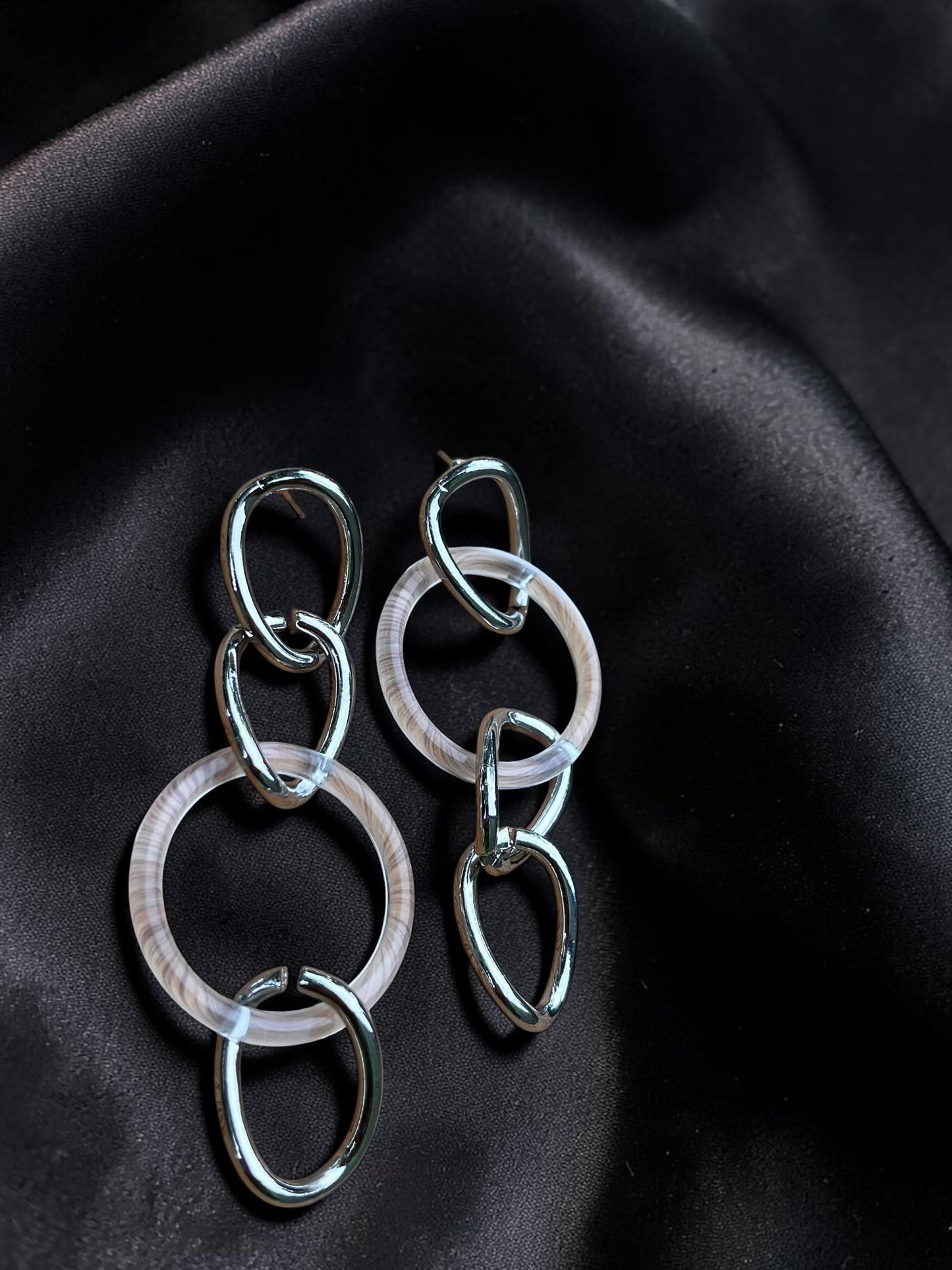 Art Deco Geometric Hoop Post Earrings