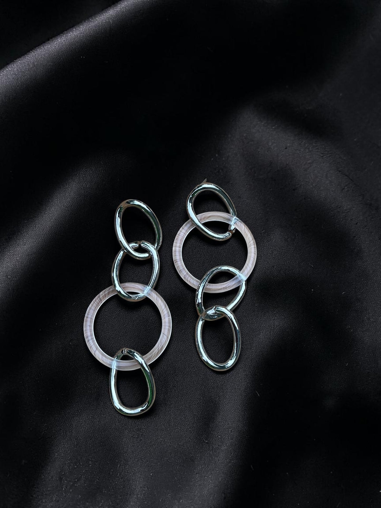 Art Deco Geometric Hoop Post Earrings