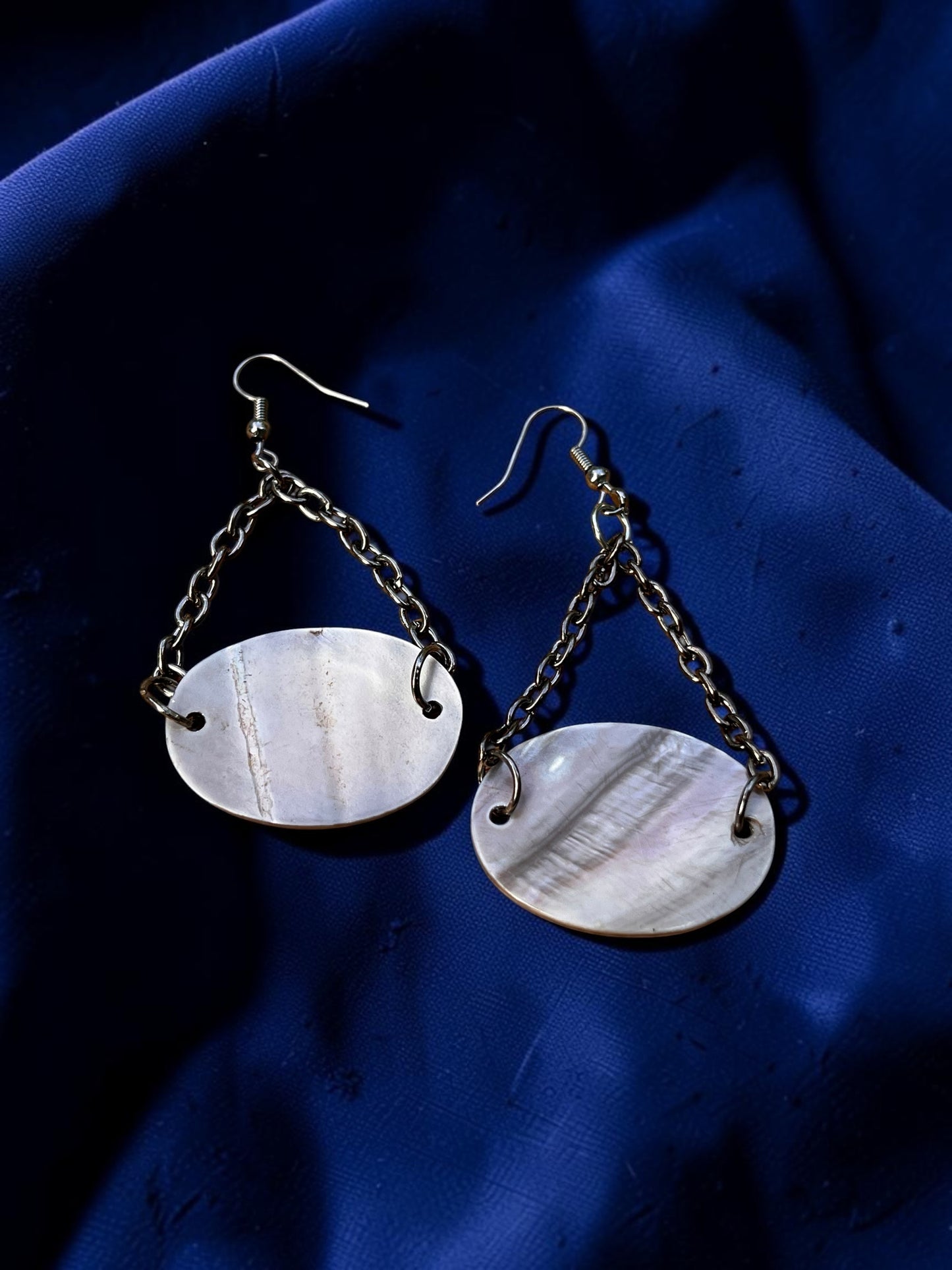 Natural Shell Chain Earrings | Oval Shell Statement Earrings | Coastal Boho Dangle Earrings | Handmade Artisan Jewelry | Gift for Her