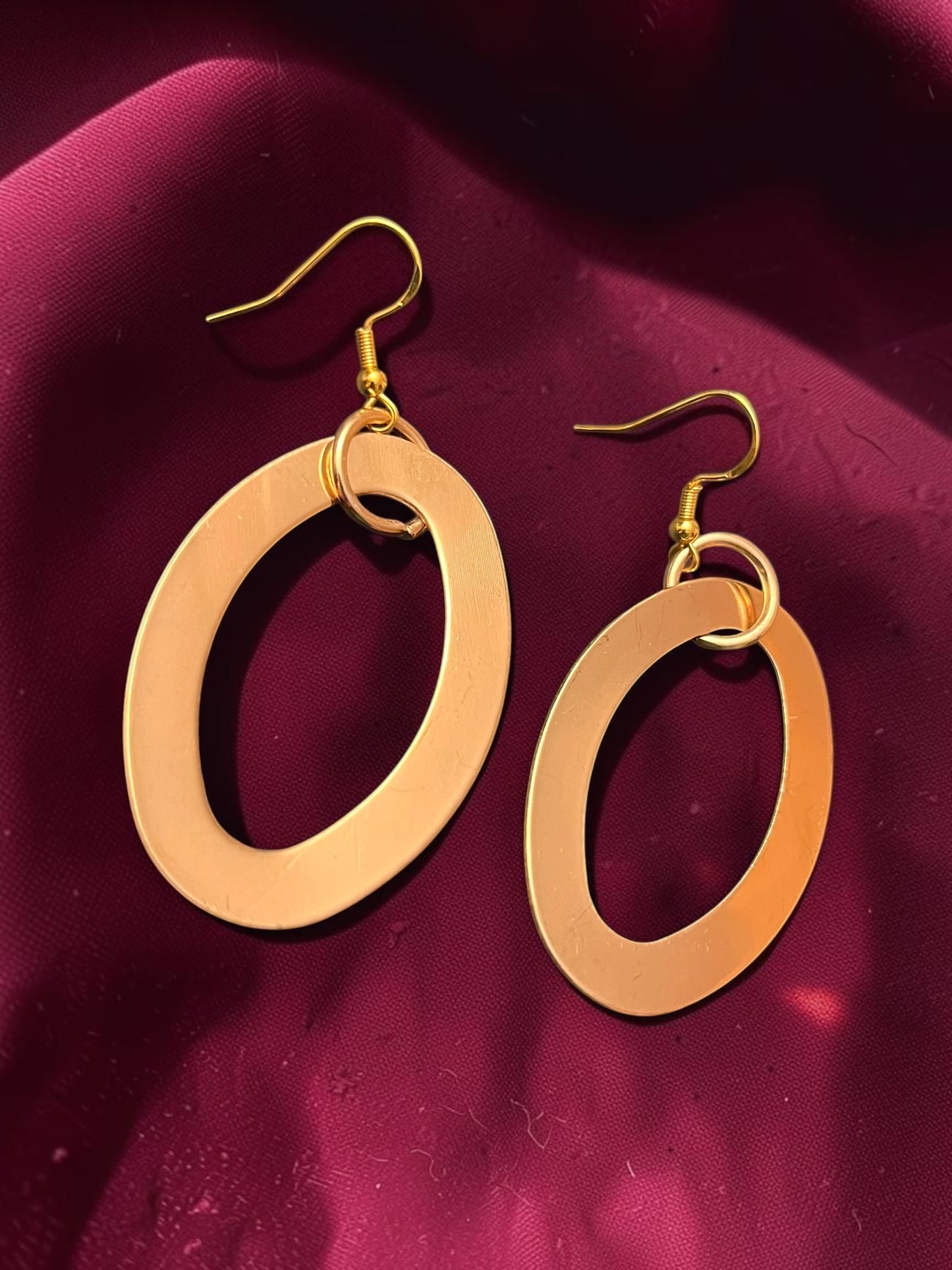Oversized Gold Oval Earrings | Large Statement Drop Earrings | Modern Gold Dangle Earrings